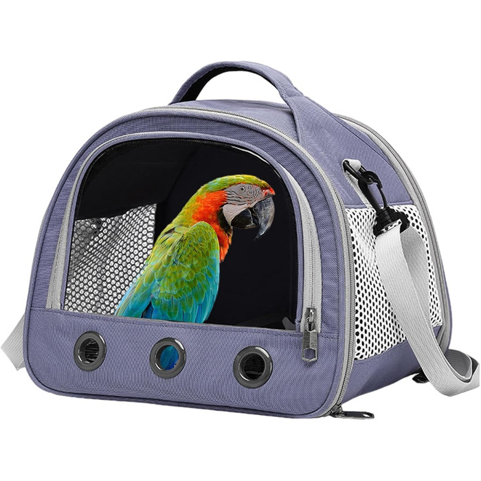 Переносна сумка-переноска для птахів Vogeltransport - Легка, дихаюча сумка для папуг, хом'яків та інших дрібних тварин, фіолетового кольору