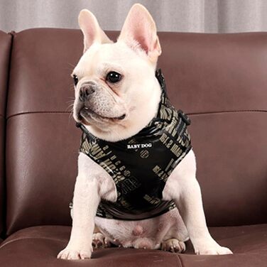 Зимова жилетка для собак, теплий нашийник, водонепроникний одяг для тварин з кільцем, регульована блискавка, світловідбиваючі елементи (M, Чорний)