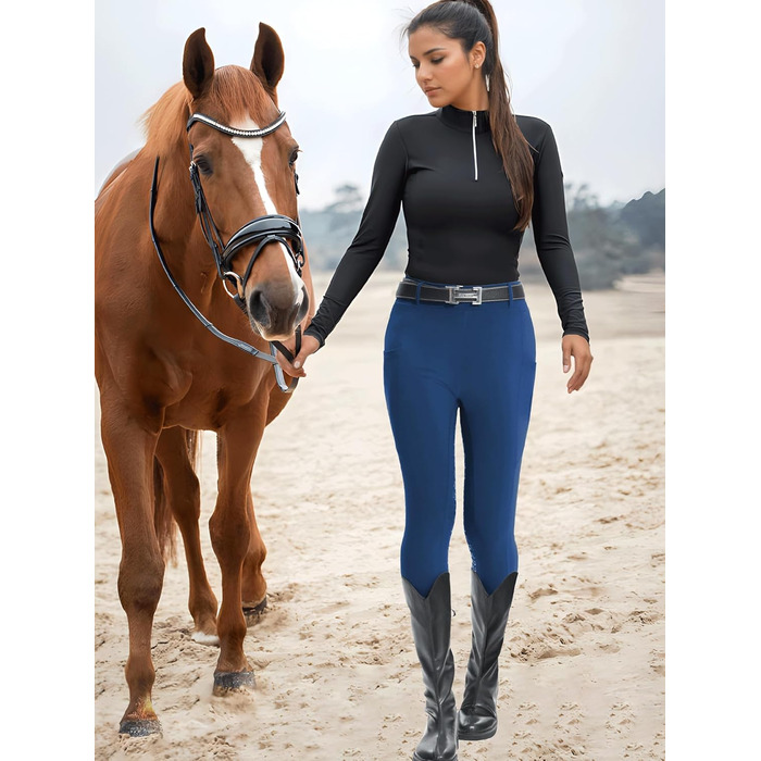 Жіночі штани для верхової їзди DMVOD з силіконовим зчепленням - зручні та стильні рейтузи для жінок (Блакитний, XS)