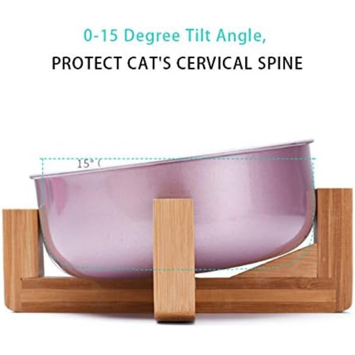 Миска для кормів домашніх тварин La La Pet, годівниця для собак та котів, нержавіюча сталь, бамбук, помаранчевий колір, одиночна миска