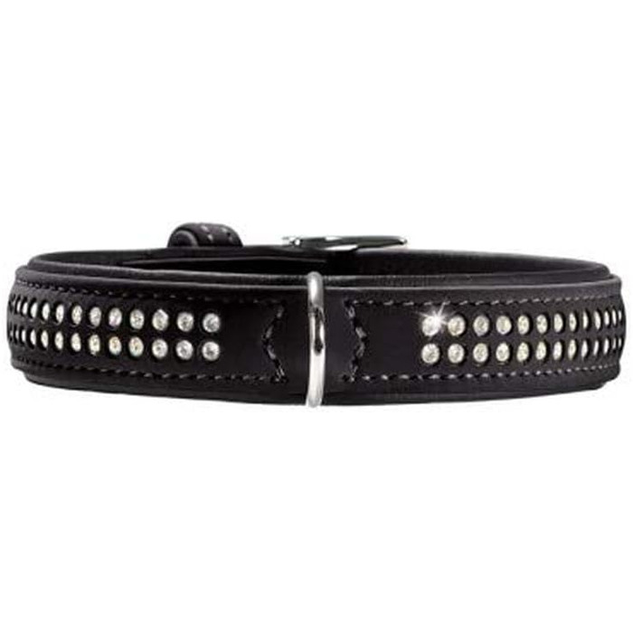 Нашийник для собак HUNTER SOFTIE DELUXE, штучна шкіра, стрази, розмір S, 45 см, червоно-чорний