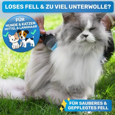 BluePet ZupfZeug Pro професійна щітка для довгошерстих собак і котів, синя, подвійна, для видалення підшерстя, ковтунів і вузлів