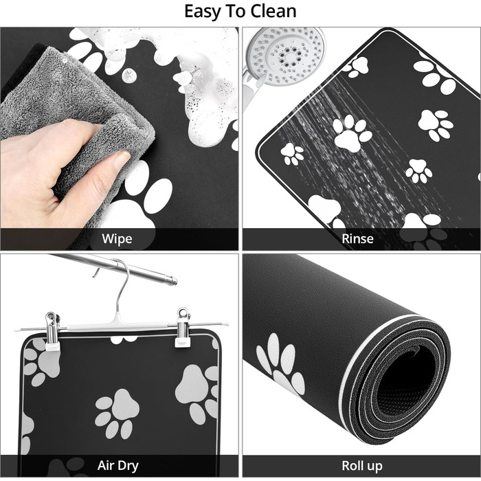 Килимок для годування собак та котів QWORK® 30x50 см, водопоглинаючий, сірий