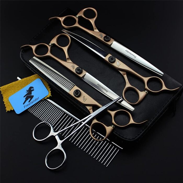 Набір професійних ножиць для грумінгу домашніх тварин 7,0 дюймів, з нержавіючої сталі 6Cr, для собак, легкі, гострі та довговічні