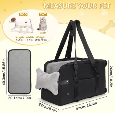 Автокрісло для маленьких собак PetsHome, преміум PU-шкіра, портативне, подвійне кріплення, кишені, м'яка подушка, страхувальний повідець, чорне