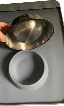 Велика силіконова підстилка для корму та води для собак, 71,1 x 50,8 см, водонепроникна, з кишенею для збирання розлитої води та залишків, миска 1000 мл