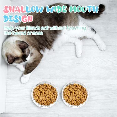 Набір мисок для котів Thenshop (6 шт.) з антиковзними килимками, керамічні годівниці, для котів, кошенят, цуценят, кроликів та хом'яків, білий, блакитний, світло-блакитний, сірий, зелений, рожевий, світло-сірий, класичний стиль