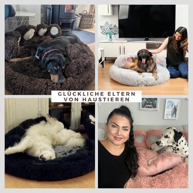 Ліжко для собак Pfoten&nasen® Bärenpfote, Рожеве, M-75см - М'яке кругле ліжко у вигляді ведмежих лапок, зручне для собак середніх порід