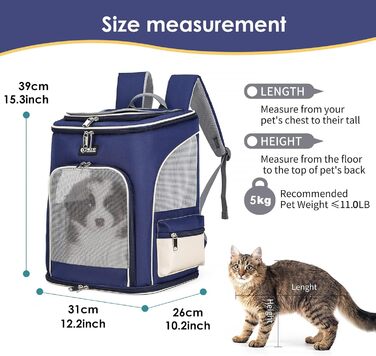 PETCUTE Рюкзак для собак і котів, дихаючий, з висувною підстилкою, прозоре вікно, складний, з запобіжним тросом, для подорожей, Малахіт-зелений + Білий (Блакитний + Білий)