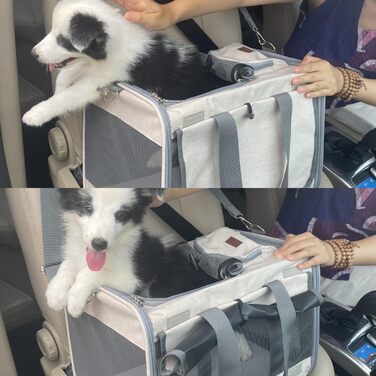 Сумка-переноска для собак та котів, велика, з м'якими боковинами, дихаюча, з сонцезахистом, для подорожей (Хакі)