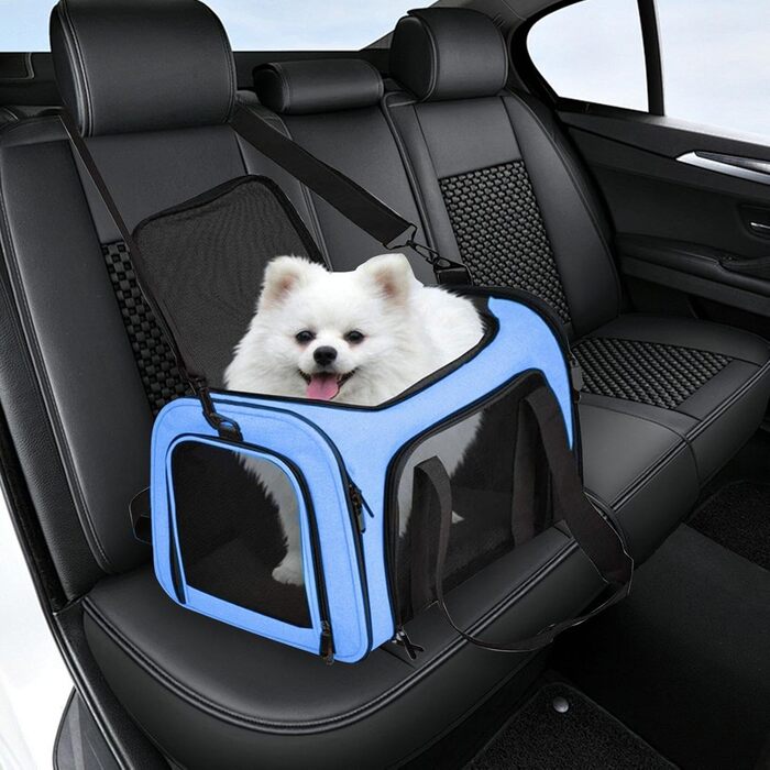 Транспортна переноска для котів та домашніх тварин, переноска для цуценят, зручна переноска для маленьких котів та собак, м'яка, дихаюча переноска для тварин (Блакитна)