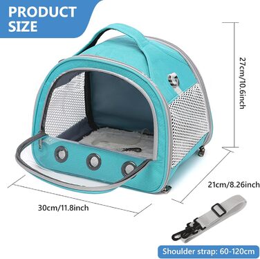 Транспортний бокс для котів, кроликів та морських свинок 30x27x21 см, з плечовим ременем, м'який, для кошенят, кроликів, морських свинок