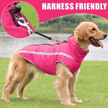 Водонепроникний зимовий дощовик для собак Dolahovy: тепла куртка, флісова жилетка для малих, середніх та великих собак (XL-6XL, Рожевий)