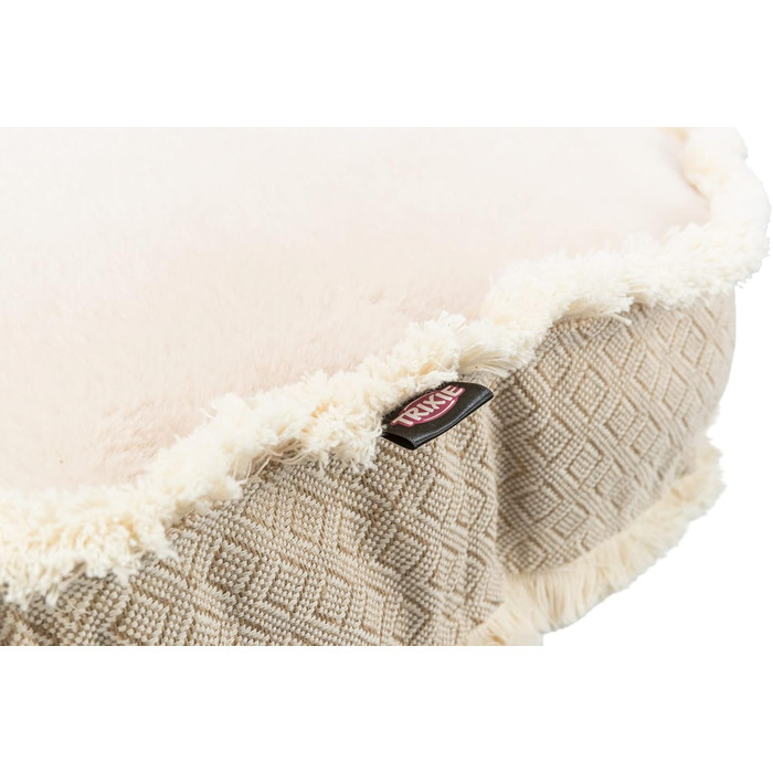 Ліжко для собак та котів TRIXIE Kuscheliges Boho, овальне, 100x85 см, бежеве - знімний, пральний чохол