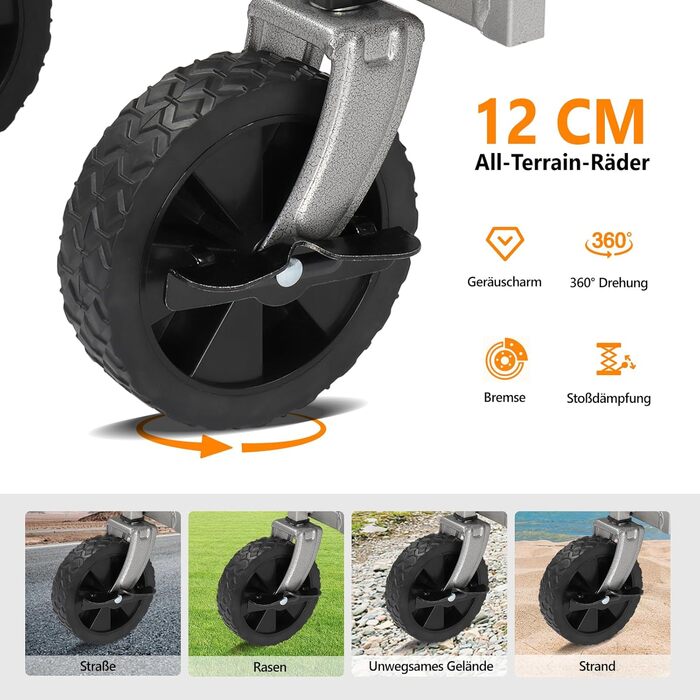 Бонло - візок-трансформер для покупок, кемпінгу та відпочинку на природі, 600D Oxford, 100 кг, сталевий каркас, блакитний