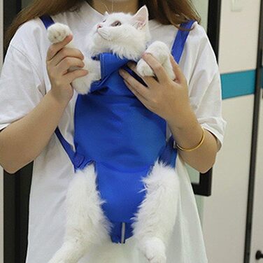 Транспортувальна сумка для собак та котів, дихаюча, з регулюванням, анти-подряпини та захист від укусів, для маленьких та середніх порід, блакитна