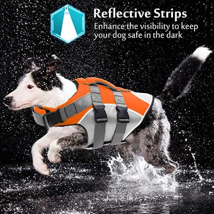 Жилет рятувальний для собак PJDDP, помаранчевий, L. Жилет для плавання з високою плавучістю та рятувальним ручним захопленням. Ідеально для тренувань у воді.