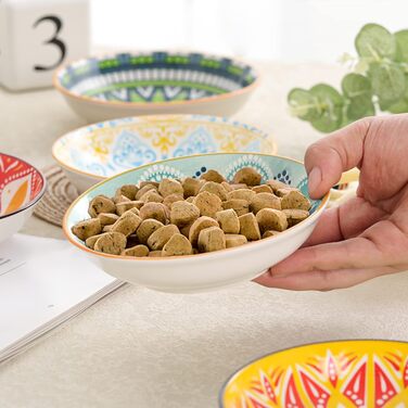 Набори мисок для котів з кераміки Katzennäpfe - 6 шт. - 250 мл - для корму - кольорові - широкі, плоскі, зручні для котів - можна мити в посудомийній машині