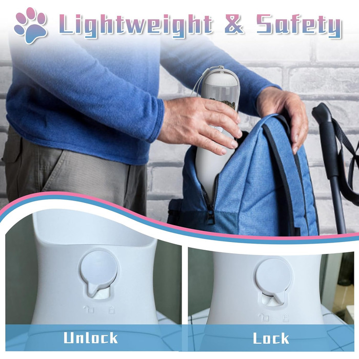 MITOCAPY Поїлка для собак 2-в-1 з контейнером для корму, 540 мл, чорно-біла, для подорожей та кемпінгу