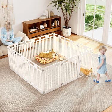 Лягувачка для цуценят COSTWAY з 6 панелей, біла, 80 см, для дому та вулиці