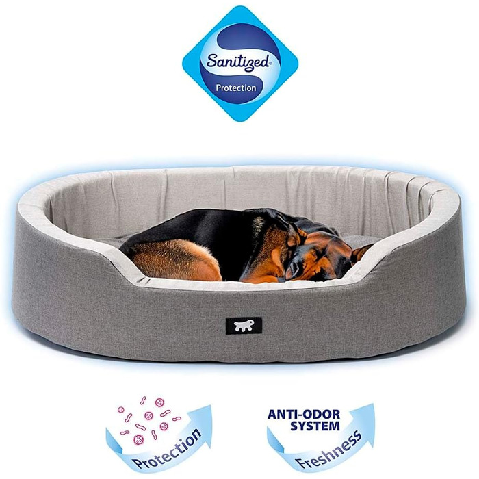 Крісло-ліжко для собак Ferplast, великих порід, сіре, 80 x 55 x 18 см, бавовна, з антибактеріальним та антивірусним захистом, миється