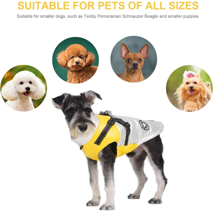Водонепроникна куртка для собак на зиму, тепла жилетка для собак з шлейкою, куртка від дощу та вітру для собак, світловідбиваюча жилетка для собак, куртка для собак Kates для великих собак (Колір: Бульдог, Бульдог (L, Жовтий))
