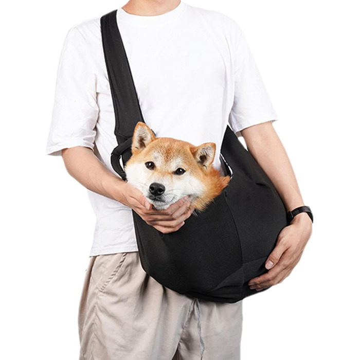 Сумка-переноска для маленьких собак, чорна, з регульованим ремінцем для прогулянок та подорожей