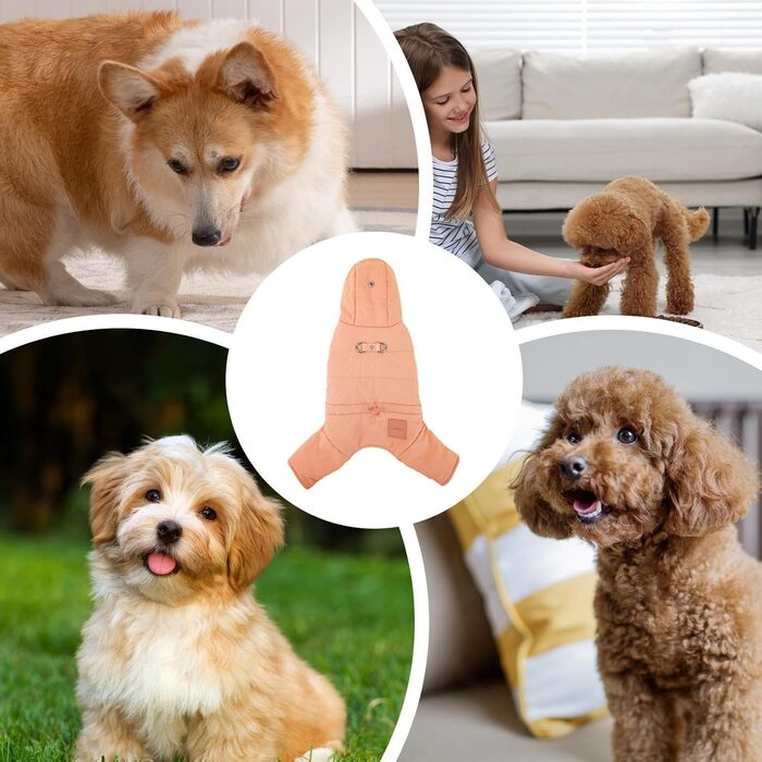 Тепла зимова куртка для собак, флісова худі для маленьких собак, одяг для собак на холодну погоду (Помаранчевий, 2XL)