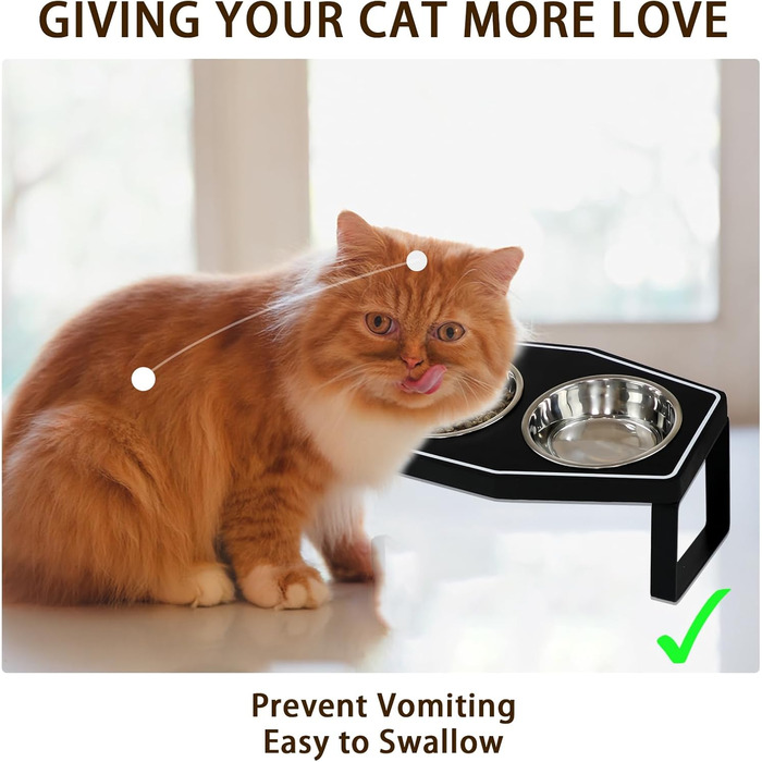 Підвищені миски для котів OPELETNNT, набір 3 шт. з бамбуковим підносом, нержавіюча сталь, антиковзкий стійкий, для дому