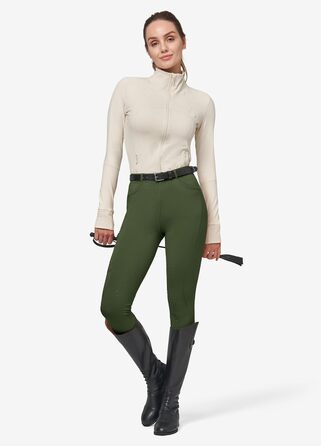 Спортивні штани для верхової їзди WILLIT Daen з флісовою підкладкою, силіконовим повним захопленням, кишенями та петлями для ременя (S, армійсько-зелений)