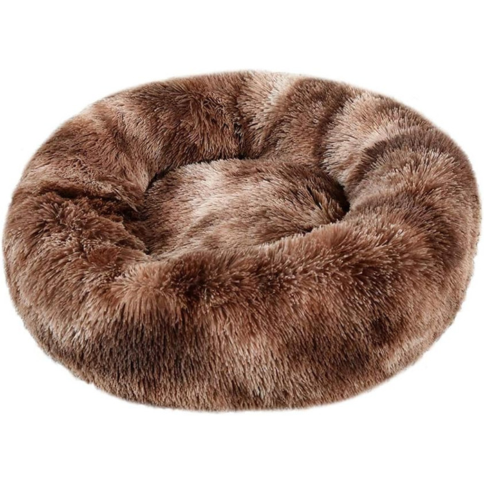 Кругле м'яке ліжко для собак і котів з плюшу, форма пончика, діаметр 60 см, колір 