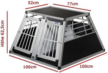 Транспортний бокс для собак Transportbox N56, алюмінієвий, 100x100x62,5 см, з перегородкою та аварійним виходом, безпечний транспорт у багажнику авто