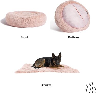 Ліжко для котів і собак Best Friends by Sheri Original Calming Shag Donut з покривалом, бавовна, рожеве, розмір L, 91,4x91,4 см