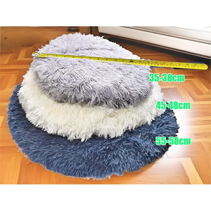 Кругле плюшеве ліжко для котів та собак RICHRAIN, 50 см, біле