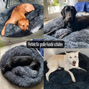 Ортопедичне круглі ліжко для собак XL: м'яке, кушетка з Memory Foam для великих собак (Лабрадор, Граунд). Можливість прання. Сірий колір.