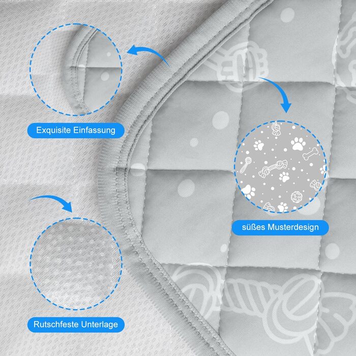 Кühlmatte для собак та котів MH MYLUNE HOME - термохромна охолоджуюча килимок, самоохолоджуюча, антиковзаюча, водопоглинаюча, портативна, 110x80 см (Сірий)