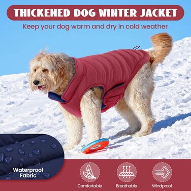 Зимовий теплий водонепроникний одяг для собак великих порід Lelepet, червоний XL