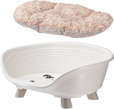 Підвищене ліжко для собак та котів Ferplast Throne з бавовняним подушкою, білий, 61.5 x 45 x 26 см