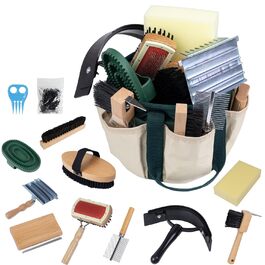 Набір для догляду за конем з дерева, 13 предметів: екологічні інструменти з ергономічними ручками, професійні щітки для гриви та копит