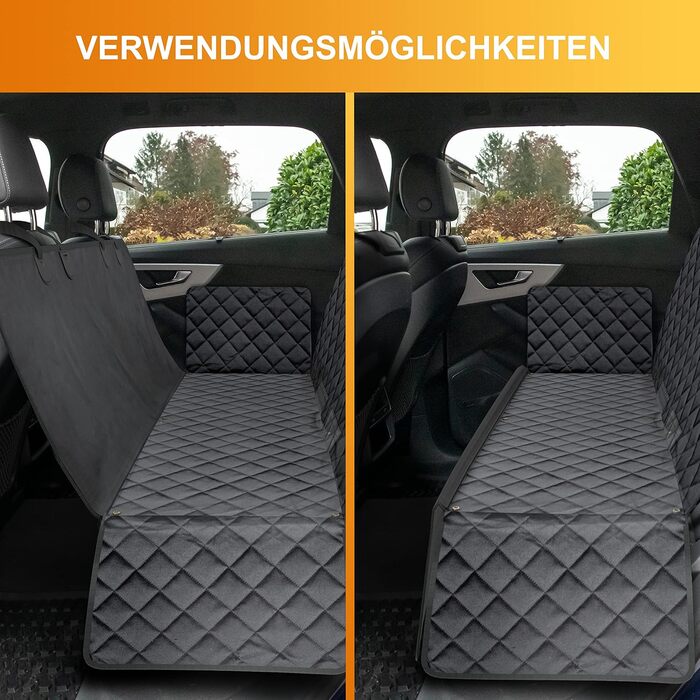 Водонепроникний килимок для собак у машину WhizProducts® для заднього сидіння з боковим захистом та кріпленнями – для подорожей та транспортування – міцний килимок для заднього сидіння автомобіля