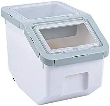 Контейнер для зберігання корму для тварин, контейнер для корму для собак зі шкребком, стікельний, 10 кг, з кришкою, сірий, розмір L (Cyan-Small)