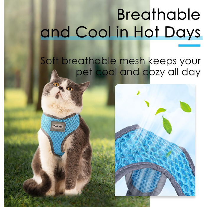 Шлейка для собак ThinkPet No-Pull, дихаюча, для малих, середніх та великих собак, регульована, м'яка, безпечна, з контролем, з підкладкою, світловідбиваюча