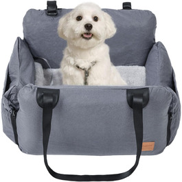 Автомобільний лежак для собак, автокрісло для маленьких собак, вологостійкий лежак з ременями безпеки та кишенями, миючий лежак для собак, кошик для заднього сидіння та переднього сидіння (сірий), сірий, універсальний розмір