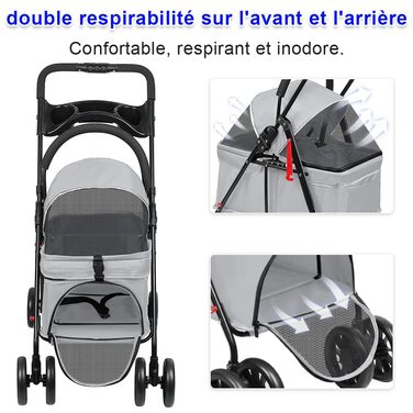 Дитяча коляска для собак та котів Homewell, складана, до 20 кг, сіра