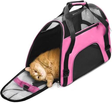Сумка-переноска для тварин з м'якими боковинами, рожева (M)
