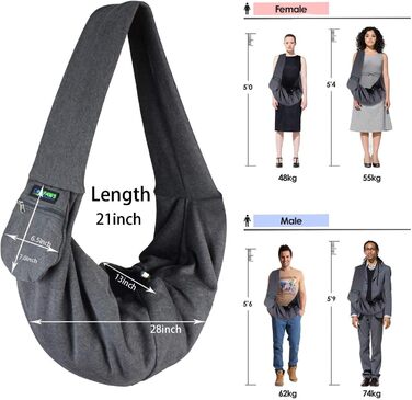 Сумка-кенгуру Jespet Bequemes для собак та котів, сіра. Зручна, дихаюча, з м'якого трикотажу, з кишенею, для подорожей, машинна стирка