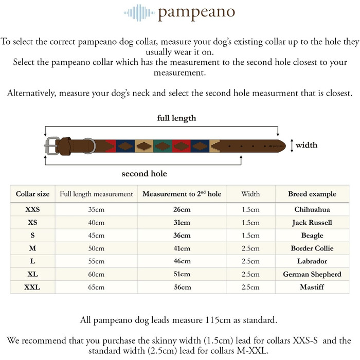 Ошийник для собак pampeano Azules Polo, 2,5 см, шкіра, ручна робота, преміум, Аргентина, подарункова коробка, для великих і малих порід
