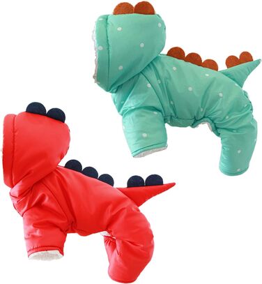 Костюм для собак у вигляді динозавра: теплий зимовий комбінезон з капюшоном, куртка-пуховик, костюм для собак, зелений, XL