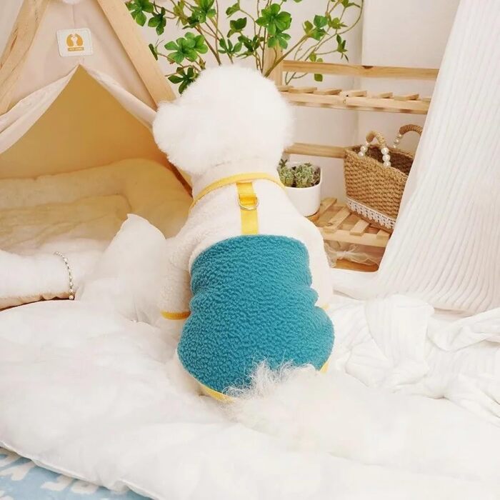 Теплий флісовий комбінезон для собак - комбінезон для чихуахуа, йоркширського тер'єра, шнауцера, бульдога (синій, M)