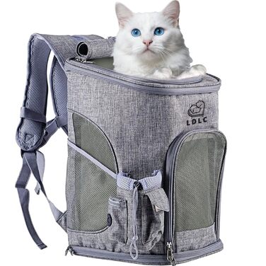 Рюкзак-переноска для собак та котів з сіткою, високоякісна переноска для маленьких собак, котів, кроликів, 28x27x43 см (Сірий, M)